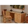 Image 1 : RATTAN 6 DRAWER DESK W/GLASS TOP & CHAIR (DESK: 69" X 25" X 31")