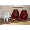 Image 1 : COVERED JARS & DECORATIVE ELEPHANTS (4 PCS)
