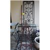 Image 1 : MIXED LOT: TABLE, BENCH, EASEL, CANDLE HOLDER & PANEL