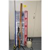 Image 1 : STEEL OVERHEAD STORAGE RACK, RAKE, SQUEEGEE, ETC.