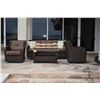Image 1 : WOVEN SOFA (6' X 3") W/SUNBRELLA COVERED CUSHIONS, 2 GLIDER ARM CHAIRS & TABLE (4 PCS)