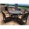 Image 1 : TEAK TABLE (51" D) W/4 TEAK ARM CHAIRS (5 PCS)