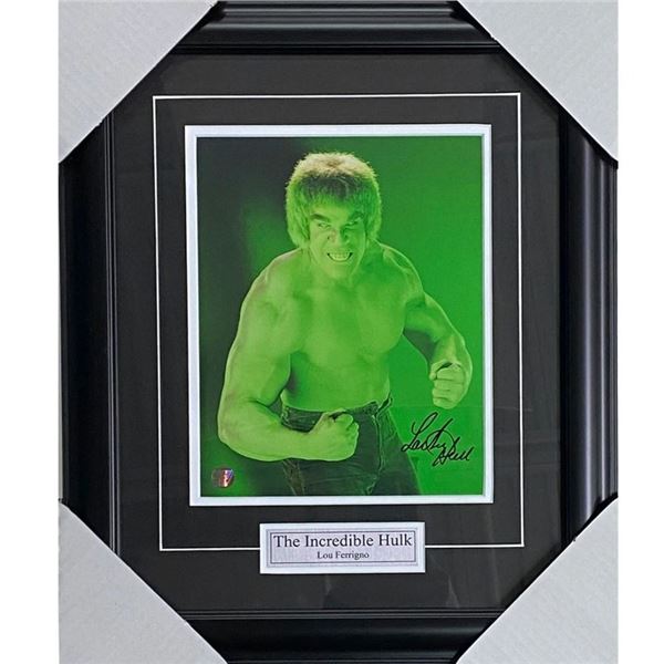 Lou Ferrigno Framed Autographed 'Incredible Hulk' 8X10 Photo (Frozen Pond COA)