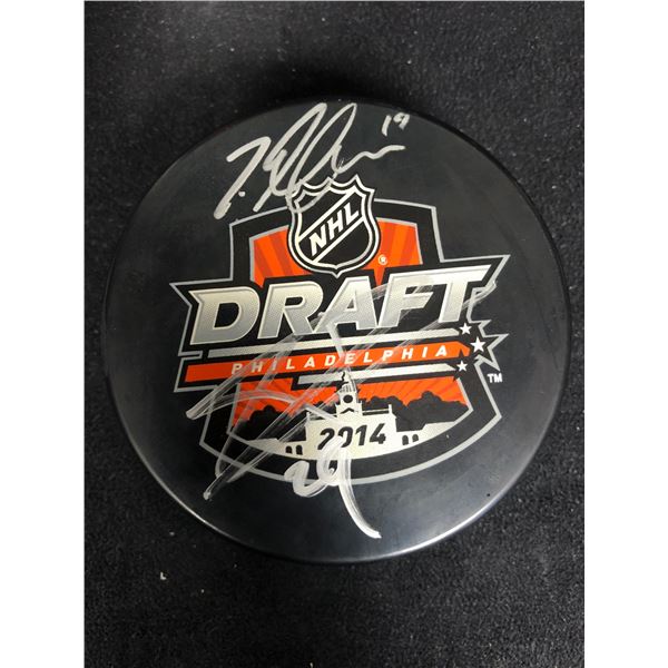 SAM REINHART, LEON DRAISAITL & SAM BENNET SIGNED 2014 NHL DRAFT PUCK