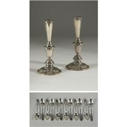 PAIR WEIGHTED STERLING NEWPORT CANDLEHOLDERS