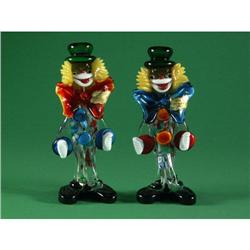 TWO MURANO GLASS CLOWNS