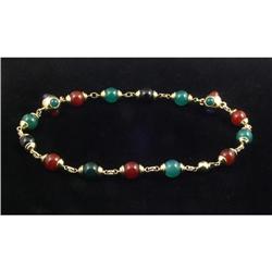 AGATE, AND 14K GOLD BEAD ''SPUTNIK'' NECKLACE