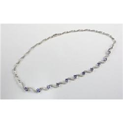 TANZANITE, DIAMOND AND 18K WHITE GOLD NECKLACE