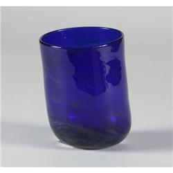 STEPHEN FELLERMAN COBALT BLUE ART GLASS VESSEL