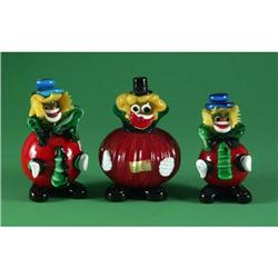 MURANO GLASS CLOWNS RED BULBOUS SHAPE