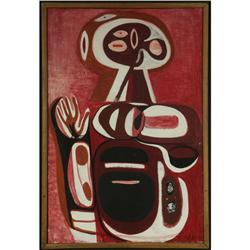 TEMPERA PAINTING MARGARET PETERSON ABSTRACT FIGURE