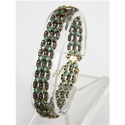 MUGHAL EMERALD & DIAMOND SILVER & GOLD BRACELET