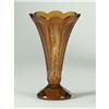 Image 1 : CZECH AMBER CUT-TO-CLEAR GLASS VASE