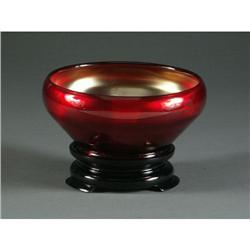 FENTON RUBY RED STRETCH IRIDIZED BOWL WITH BASE