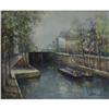 OIL PAINTING LUCIEN DELARUE FRENCH CANAL