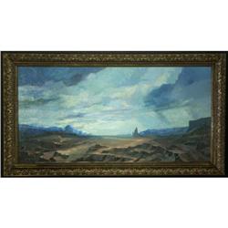 OIL PAINTING JOHN PLUMER LUDLUM LONELY DESERT