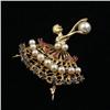 Image 1 : BALLERINA FORM BROOCH 14K SAPPHIRE, RUBY, PEARL