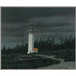 PASTEL PAINTING JOHN WORTHEY NORTHWEST LIGHTHOUSE
