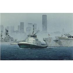 WATERCOLOR ROBERT TANDECKI NORTHWEST TUGBOAT