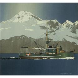 WATERCOLOR BYRON BIRDSALL MOUNTAIN MARINE