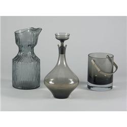 THREE PIECES SCANDINAVIAN STYLE SMOKEY GREY GLASS