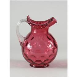 CRANBERRY GLASS COIN SPOT PITCHER