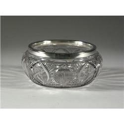 CUT CRYSTAL BOWL STERLING SILVER RIM