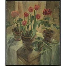 OIL PAINTING LEON DERBYSHIRE TULIPS SEATTLE WA