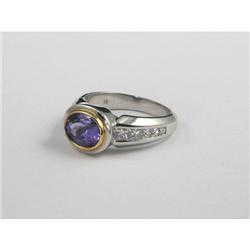 PLATINUM, TANZANITE AND DIAMOND LADY'S RING