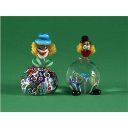 TWO MURANO GLASS PAPERWEIGHT CLOWNS