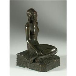 KATHODION BRONZE WORKS SEATED FEMALE NUDE VINTAGE