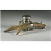 Image 1 : CRYSTAL INKWELL WITH ANTLER SILVERPLATE FITTINGS