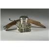 Image 2 : CRYSTAL INKWELL WITH ANTLER SILVERPLATE FITTINGS