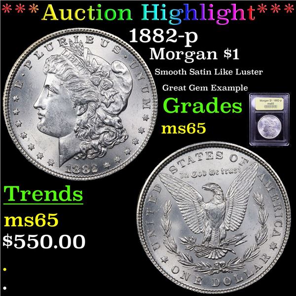 ***Auction Highlight*** 1882-p Morgan Dollar $1 Graded GEM Unc By USCG (fc)