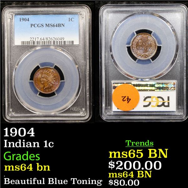 PCGS 1904 Indian Cent 1c Graded ms64 bn By PCGS