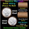 Image 1 : ***Auction Highlight***  AU/BU Slider Rutland Shotgun Solid Date Peace $1 Roll 1922 Virtually UNC (f