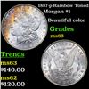Image 1 : 1887-p Rainbow Toned Morgan Dollar $1 Grades Select Unc