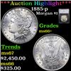 Image 1 : ***Auction Highlight*** 1885-p Morgan Dollar $1 Graded ms66+ By SEGS (fc)