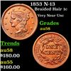 Image 1 : 1853 N-13 Braided Hair Large Cent 1c Grades Choice AU/BU Slider