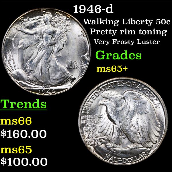 1946-d Walking Liberty Half Dollar 50c Grades GEM+ Unc
