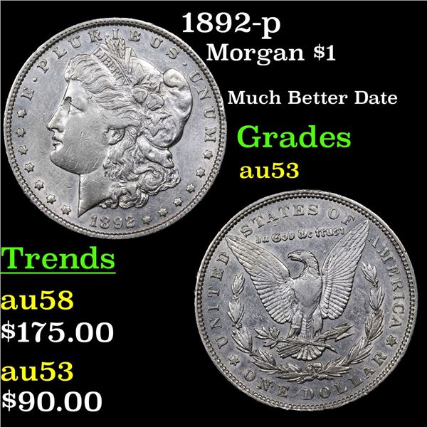 1892-p Morgan Dollar $1 Grades Select AU