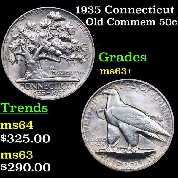 1935 Connecticut Old Commem Half Dollar 50c Grades Select+ Unc
