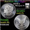 Image 1 : ***Auction Highlight*** 1878-s Morgan Dollar $1 Graded ms65 PL By SEGS (fc)