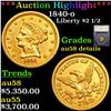 Image 1 : ***Auction Highlight*** 1840-o Gold Liberty Quarter Eagle $2 1/2 Graded au58 details By SEGS (fc)