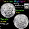 Image 1 : ***Auction Highlight*** 1891-p Morgan Dollar $1 Graded ms64 By SEGS (fc)