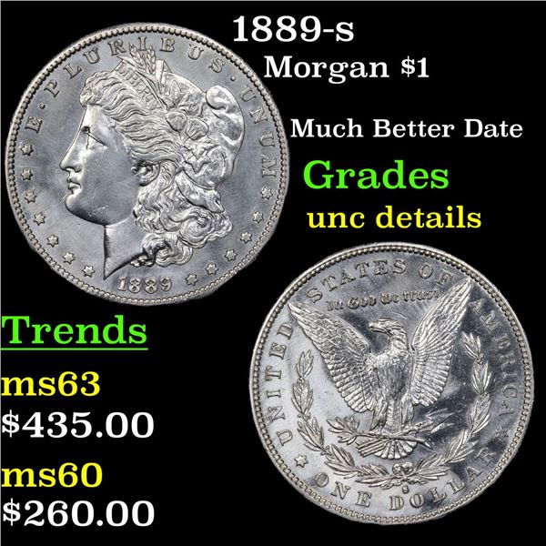 1889-s Morgan Dollar $1 Grades Unc Details