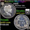 Image 1 : Proof ***Auction Highlight*** 1900 Barber Dime 10c Graded pr63 cam By SEGS (fc)