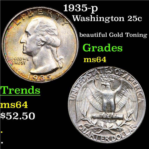 1935-p Washington Quarter 25c Grades Choice Unc