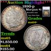 Image 1 : ***Auction Highlight*** 1890-p Morgan Dollar $1 Graded ms64+ By SEGS (fc)