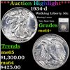 Image 1 : ***Auction Highlight*** 1934-d Walking Liberty Half Dollar 50c Graded ms64+ By SEGS (fc)